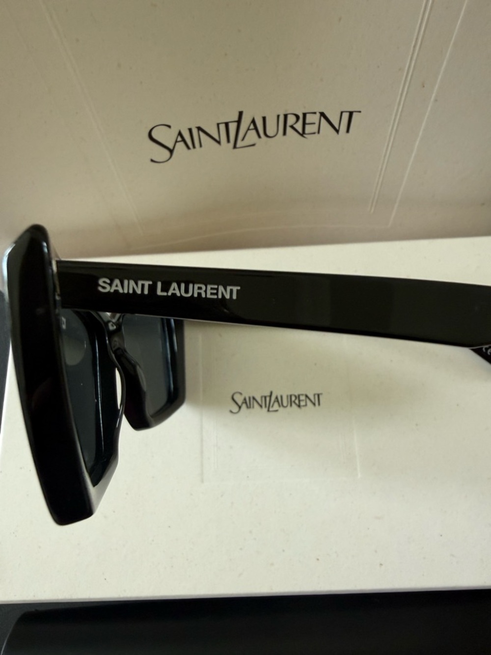 Saint Laurent Black Angular Cat-Eye Sunglasses - Picture 4 of 4